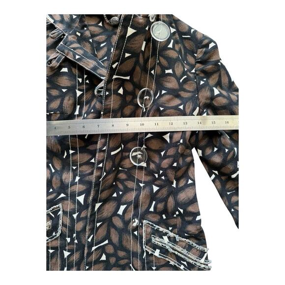 Tuleh Printed Brown Trench Coat Size 2 Cotton Geometric - Picture 8 of 15